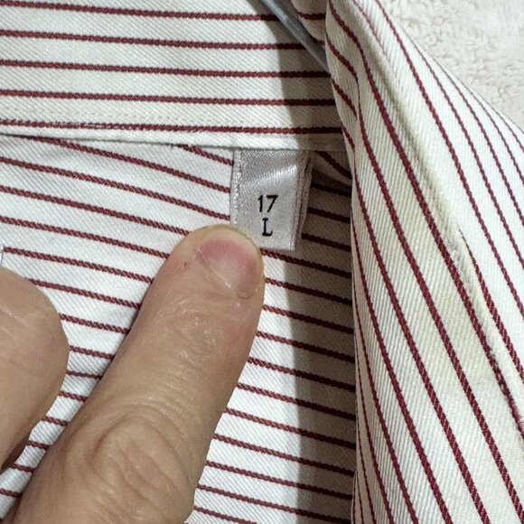 Jack Lipson Signature Shirt Long Sleeve White Striped Woven in Italy Mens 17L - Picture 8 of 13